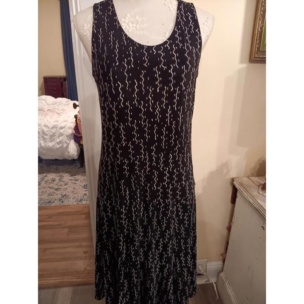 Choices dress women's PL petite sleeveless knee  black geometric stretchy